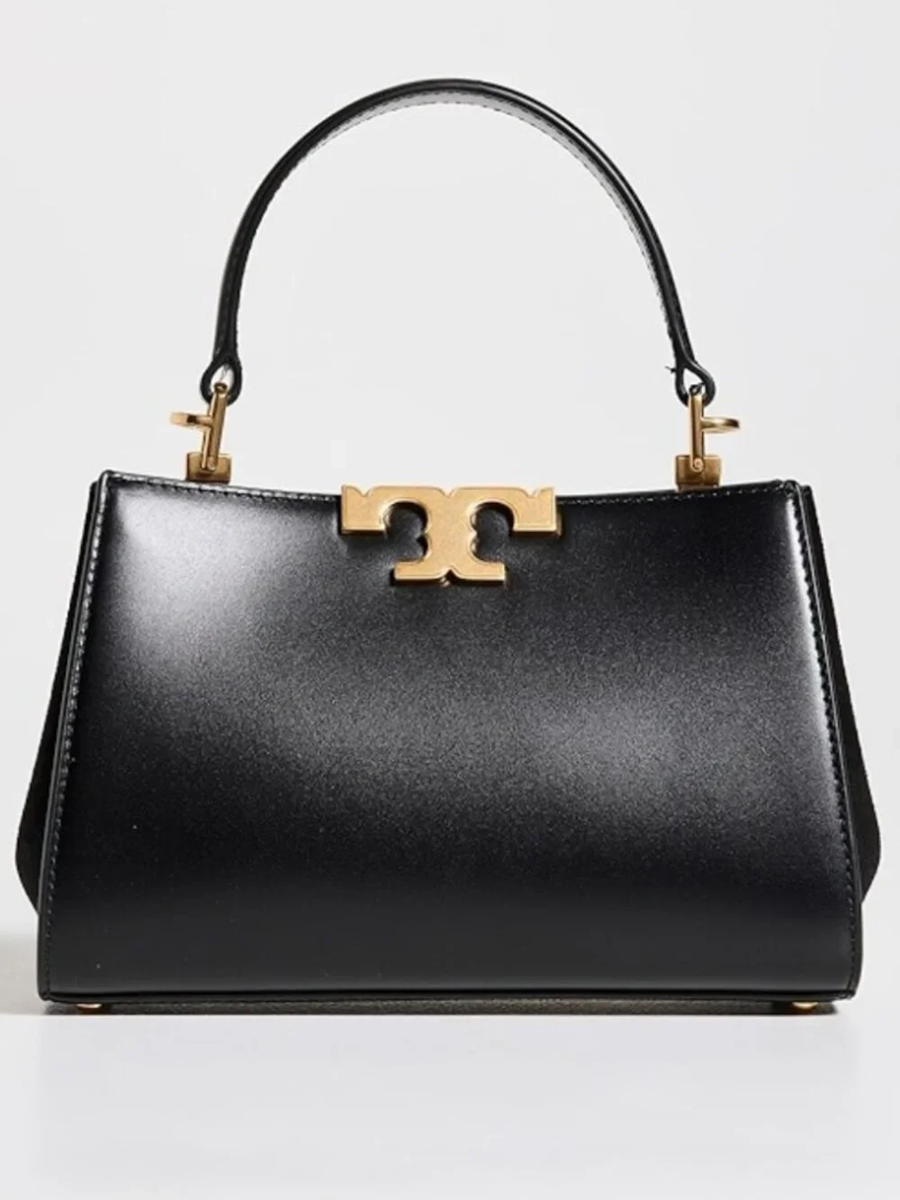 Tory Burch Mini Eleanor Satchel Bag Black Gold Toned Hardware Elegant Purse